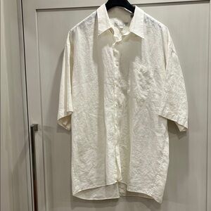 Men's Positano Cream coloured 100% linen Short-Sleeve Button-Down Shirt
